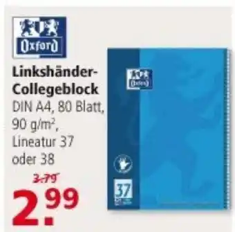 Multi Markt Linkshander collegeblock Angebot