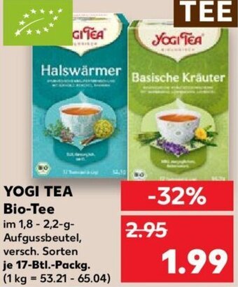 Kaufland YOGI TEA Bio-Tee 17 Btl. Packg. Angebot