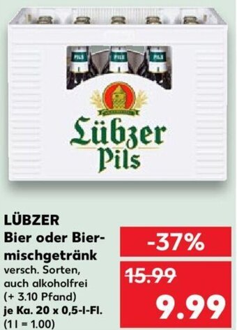 Kaufland LÜBZER Bier oder Biermischgetränk Ka. 20 x 0,5-I-FI. Angebot