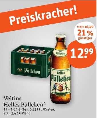 tegut Veltins Helles Pülleken 24 x 0,33 l Angebot