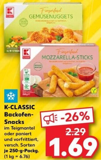 Kaufland K-CLASSIC Backofen-Snacks 250 g Packg. Angebot