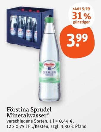 tegut Förstina Sprudel Mineralwasser 12 x 0,75 l Angebot