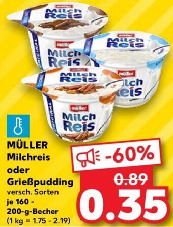 Kaufland MÜLLER Milchreis oder Grießpudding 160-200 g Becher Angebot