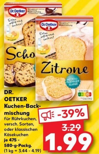 Kaufland DR. OETKER Kuchen-Backmischung 475-580 g Packg. Angebot