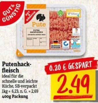 NP Discount GUT & GÜNSTIG Putenhackfleisch 400 g Packung Angebot