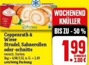 NP Discount Coppenrath & Wiese Strudel, Sahnerollen oder schnitte 400/600 g Packung Angebot