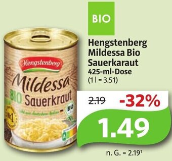 Markant Hengstenberg Mildessa Bio Sauerkaraut 425 ml Dose Angebot