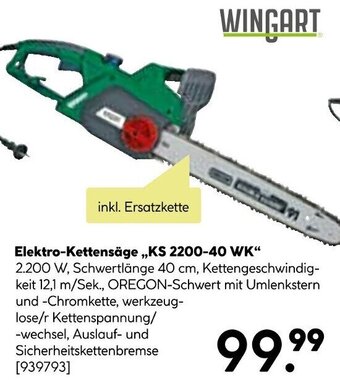 BayWa WINGART Elektro-Kettensäge ,,KS 2200-40 WK" Angebot