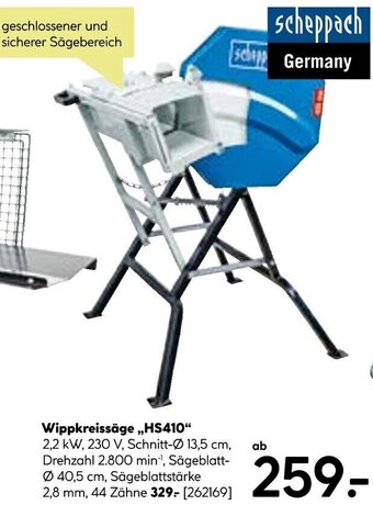 BayWa Scheppach Wippkreissäge ,,HS410" Angebot