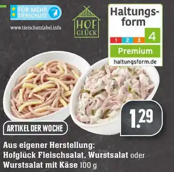 E-Center Hofglück Fleischsalat, Wurstsalat oder Wurstsalat mit Käse 100g Angebot