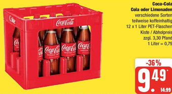 Edeka Coca-Cola Cola oder Limonaden 12x1 Liter Angebot