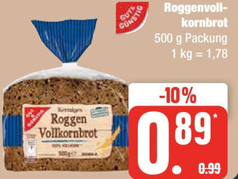 Edeka Gut & Günstig Roggenvollkornbrot 500 g Packung Angebot