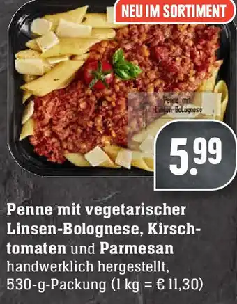 E-Center Penne mit vegetarischer Linsen Bolognese, Kirschtomaten und Parmesan 530g Angebot