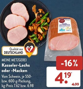 Aldi Süd MEINE METZGEREI Kasseler-Lachs oder Nacken 550-600 g Packung Angebot