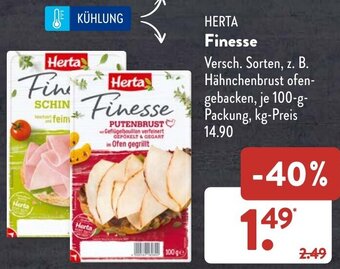 Aldi Süd HERTA Finesse 100 g Packung Angebot