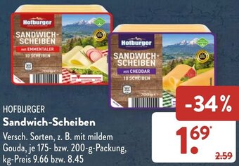 Aldi Süd HOFBURGER Sandwich-Scheiben 175-200 g Packung Angebot