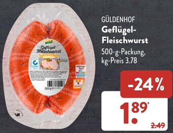 Aldi Süd GÜLDENHOF Geflügel-Fleischwurst 500 g Packung Angebot