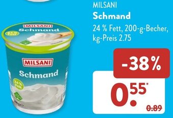 Aldi Süd MILSANI Schmand 200 g Becher Angebot