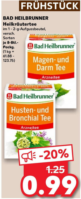 Kaufland BAD HEILBRUNNER Heilkräutertee 8 Btl. Packg. Angebot