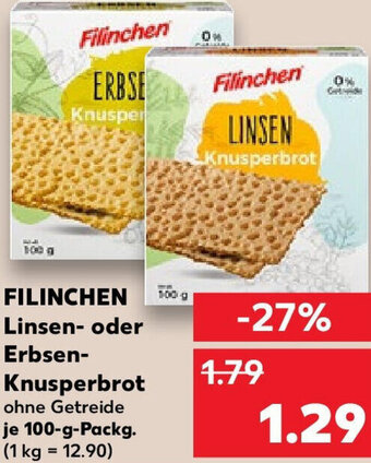 Kaufland FILINCHEN Linsen oder Erbsen-Knusperbrot 100 g Packg. Angebot