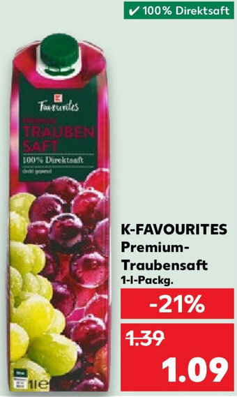 Kaufland K-FAVOURITES Premium Traubensaft 1 L Packg. Angebot