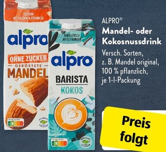 Aldi Süd ALPRO Mandel oder Kokosnussdrink 1 L Packung Angebot