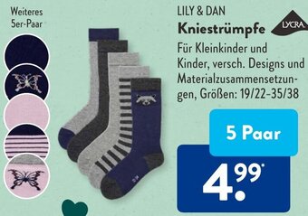 Aldi Süd LILY & DAN Kniestrümpfe 5 Paar Angebot