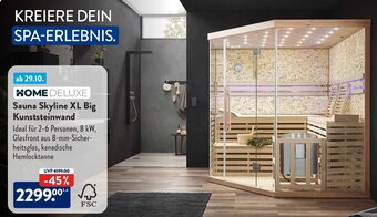 Aldi Süd HOME DELUXE Sauna Skyline XL Big Kunststeinwand Angebot