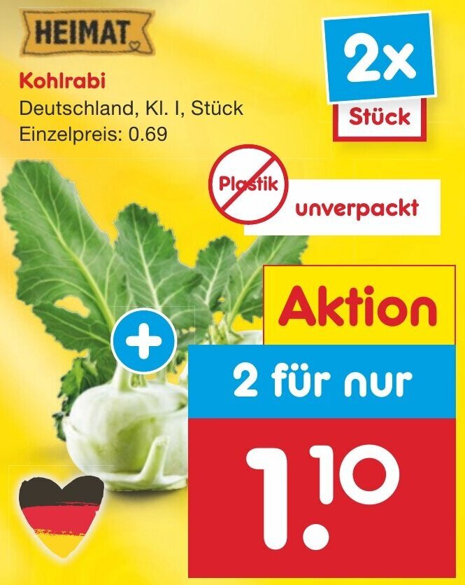 HEIMAT Kohlrabi 2x Stück Angebot bei Netto MarkenDiscount