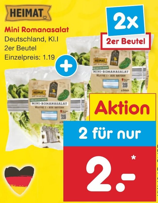 HEIMAT Mini Romanasalat 2er Beutel Angebot bei Netto MarkenDiscount