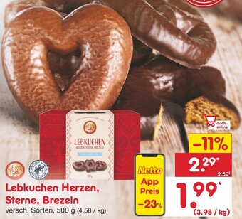 Netto Marken-Discount SANTA CLAUS TOWN Lebkuchen Herzen, Sterne, Brezeln 500 g Angebot