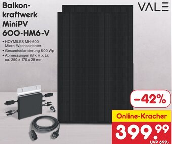 Netto Marken-Discount VALE Balkonkraftwerk MiniPV 600-HM6-V Angebot