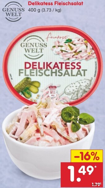 Netto Marken-Discount GENUSS WELT Delikatess Fleischsalat 400 g Angebot