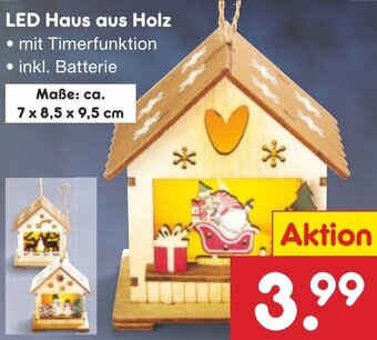 Netto Marken-Discount LED Haus aus Holz Angebot