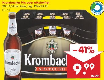 Netto Marken-Discount Krombacher Pils oder Alkoholfrei 20 x 0,5 Liter Kiste Angebot