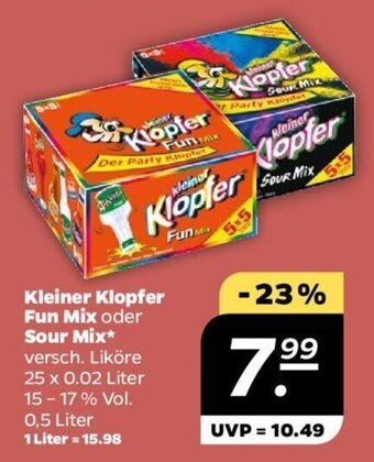 NETTO Kleiner Klopfer Fun Mix oder Sour Mix 25 x 0.02 Liter 0,5 Liter Angebot