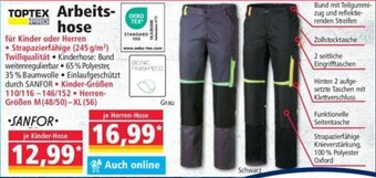 Norma TOPTEX Arbeits-hose Kinder-Hose Angebot