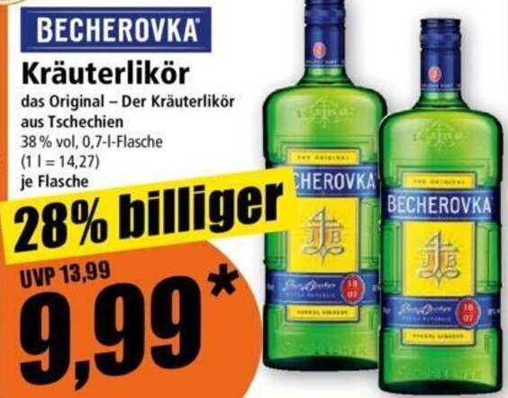 BECHEROVKA Kräuterlikör 0,7 l Flasche Angebot bei Norma