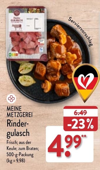 Aldi Nord MEINE METZGEREI Rinder-gulasch 500 g Packung Angebot