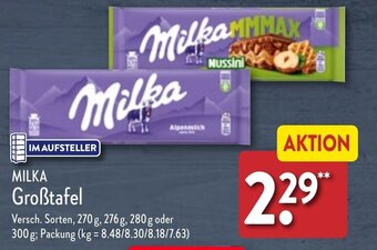 Aldi Nord MILKA Großtafel 270 g, 276 g oder 300 g Packung Angebot