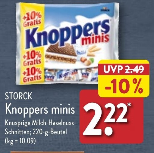 STORCK Knoppers minis 220 g Beutel Angebot bei Aldi Nord