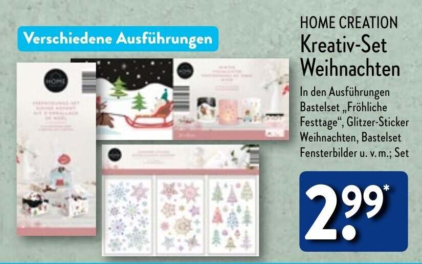 HOME CREATION KreativSet Weihnachten Angebot bei Aldi Nord