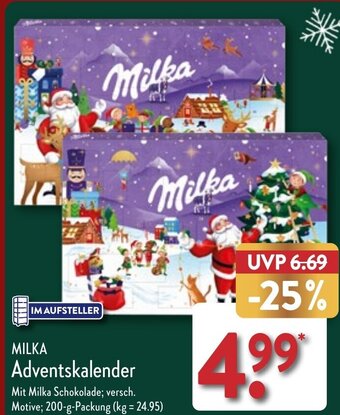 Aldi Nord MILKA Adventskalender 200 g Packung Angebot