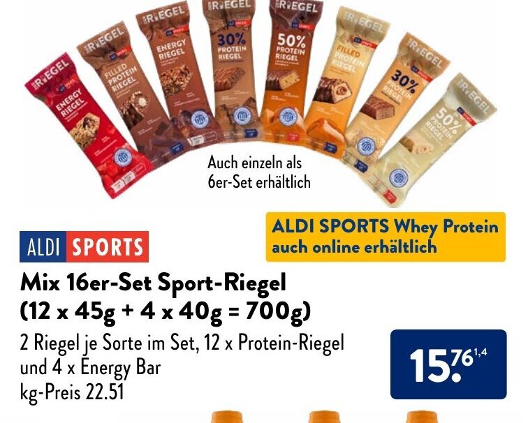 ALDI SPORTS Mix 16erSet SportRiegel 700g Angebot bei Aldi Nord