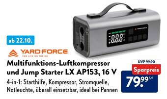 Aldi Nord YARD FORCE Multifunktions-Luftkompressor und Jump Starter LX AP153, 16 V Angebot