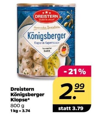 NETTO Dreistern Königsberger Klopse 800 g Angebot