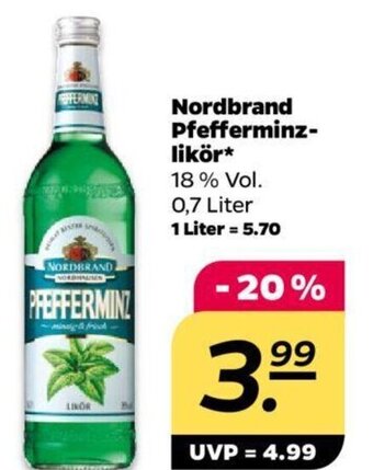 NETTO Nordbrand Pfefferminz-likör 0,7 Liter Angebot