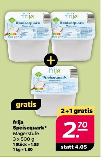 NETTO frija Speisequark Magerstufe 2+1 gratis Angebot