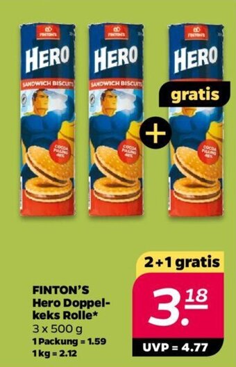 NETTO FINTON'S Hero Doppel-keks Rolle 2+1 gratis Angebot