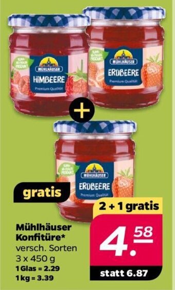 NETTO Mühlhäuser Konfitüre 3 x 450 g Angebot